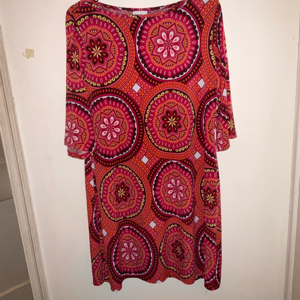 Jaclyn Smith Pink Orange Paisley Print Dress